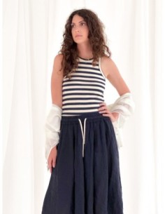 Tank Top in cotone elasticizzato a righe