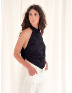 Tank top halter neck in jacquard